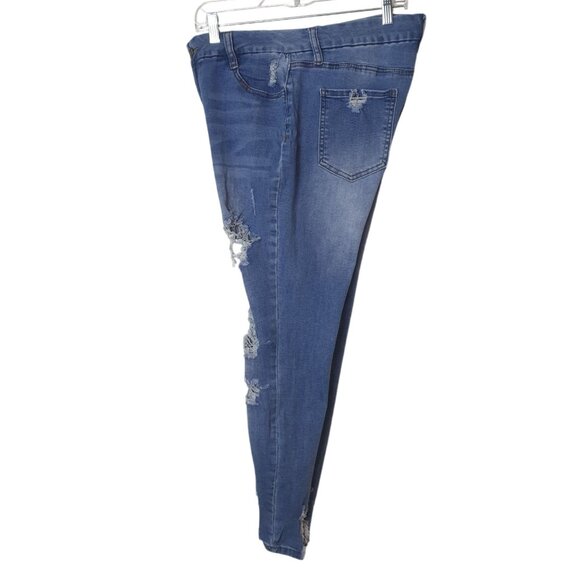 Rue21 Womens Curvy High-Rise Jeans 14 Distressed Ripped Y2K Denim Hip Streetwear - Picture 4 of 7